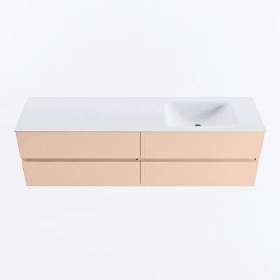 MONDIAZ Vica Badkamermeubelset - 170cm - onderkast rosee - 4 lades - wastafel cloud rechts - zonder kraangaten - 60cm hoge versie - talc