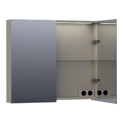 BRAUER Dual Armoire de toilette 80x70x15cm éclairage intégré rectangulaire 2 portes pivotantes MDF Taupe mat