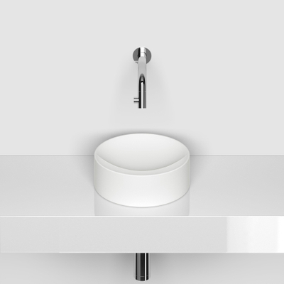 Clou Vale lavabos céramique lave-mains rond Blanc mat