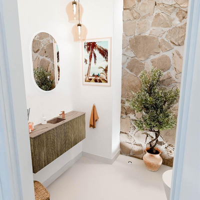 Mondiaz JOYA-DLUX 100cm meuble de toilette - couleur Dusk - Vasque FAYE position Milieu 1 trou de robinet couleur Arena.