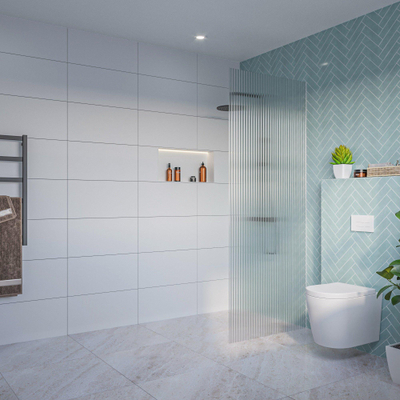 FugaFlow Eccelente Vetro Inloopdouche - ribbel glas - 80x200cm - 8mm - nano - blind inbouw profiel