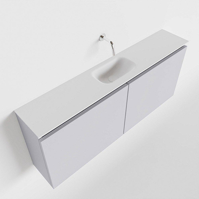 MONDIAZ TURE Toiletmeubel 120x23x50cm met 0 kraangaten 2 deuren cale mat Wastafel Eden midden Solid Surface Wit