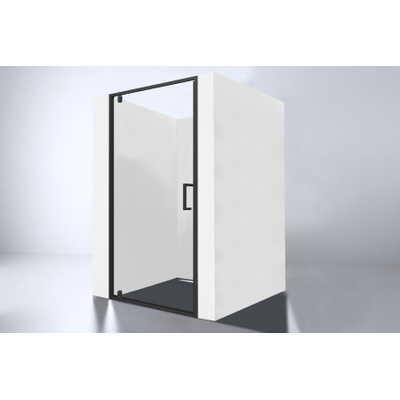 Best Design Baron Porte de douche pour niche 100x200cm verre de sécurité 8mm aluminium noir