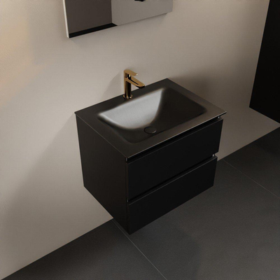 Mondiaz Aivy badmeubelset - 60x45x50cm - 1 kraangat - 1 wasbak urban Solid surface - Midden - 2 lades - Zonder spiegel - MDF Urban