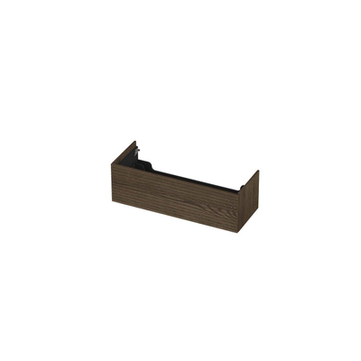 INK Wastafelonderkast - 120x45x37.6cm - 1 lade - push to open - horizontaal gefreesd - Eiken - Charcoal
