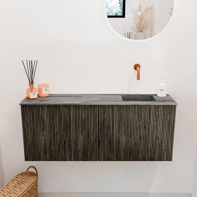 Mondiaz JOYA-DLUX 100cm toiletmeubel - kleur Shadow - Wastafel FAYE positie Rechts Zonder kraangat kleur Sombra.