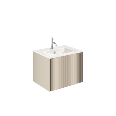 Crosswater Limit Badkamermeubelset - 60x45x45cm - 1 lade - glazen wastafel - warm stone (beige)