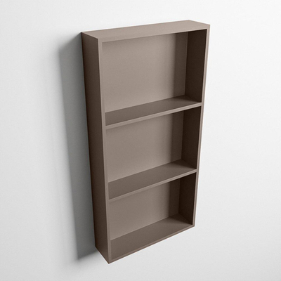Mondiaz Easy nis 29.5x59.5x8cm voor Inbouw/opbouw 3 open vakken Solid surface Smoke/Smoke