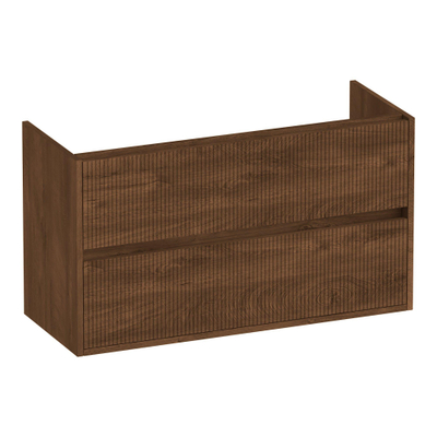BRAUER Adore Wavy wastafelonderkast ondiep 100 2 softclose lades - greeploos - 1 sifon uitsparing - Forest Cacao