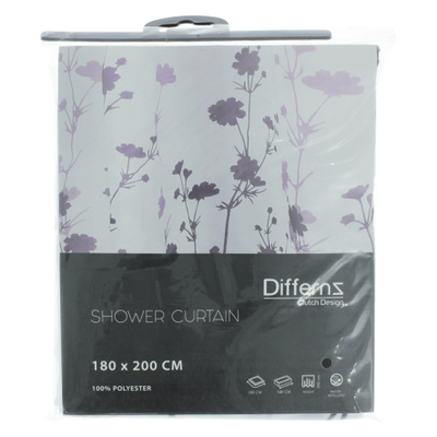 Differnz Rideau de douche Folia Polyester 180x200cm Blanc/ Violet