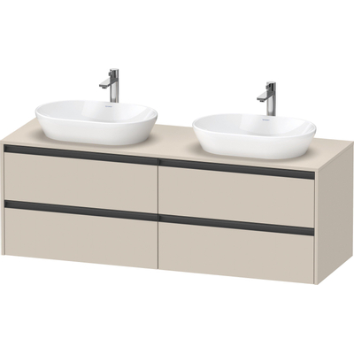 Duravit ketho meuble sous 2 lavabos avec plaque console et 4 tiroirs pour double lavabo 160x55x56.8cm avec poignées anthracite taupe super mat