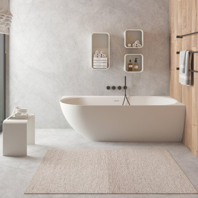 Ideavit Solidnova half vrijstaand bad - 180x80x56cm - Solid surface - Hoek rechts - Mat Wit