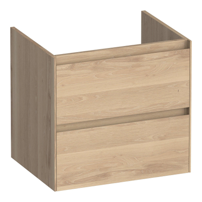 BRAUER Inspire meuble sous-lavabo 60 2 tiroirs softclose - sans poignée - 1 découpe pour siphon - chêne massif - chêne à lamelles naturel