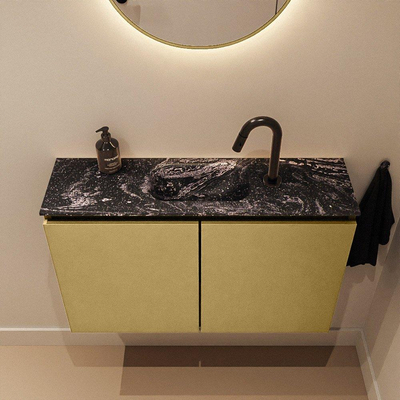 MONDIAZ TURE-DLUX Meuble toilette - 80cm - Oro - EDEN - vasque Lava - position centrale - 1 trou de robinet