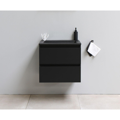 Adema Bella Meuble lavabo acrylique noir sans trous de robinet 60x55x46cm Flat Pack Noir mat