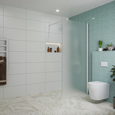 FugaFlow Eccelente Vetro Douche à l'italienne - 90x200cm - verre satiné - Blanc mat