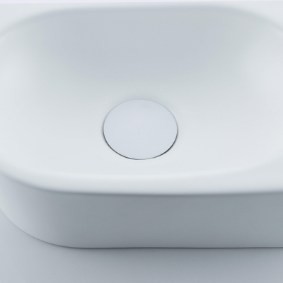 QeramiQ Fuente Ensemble lave-mains - 40x21.5x12cm - droit - lisse - semi-rond - 1 trou de robinet - céramique - robinet de lave-mains blanc mat - bouchon de vidage - siphon réduit - blanc mat