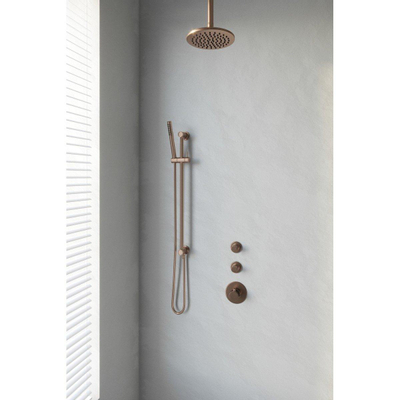 Brauer Copper Edition Set de douche à encastrer thermostatique avec partie encastrable douche de tête 20cm bras plafond douchette stick et barre de douche Cuivre brossé PVD