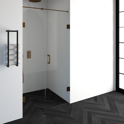 BRAUER Créer porte de douche 110x200cm 2 pièces sans cadre avec anti-calcaire et verre de sécurité 8mm cuivre