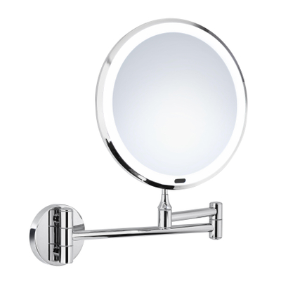 Saniclass Pro Make-Up Spiegel / Scheerspiegel Wandmontage 7x vergrotend met verlichting 20cm chroom