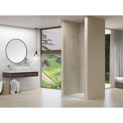Van Rijn Products ST01 Nisdeur - 90x200cm - helder clearglas - dikte 8mm - incl. dichtingen - chroom