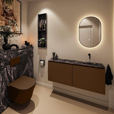 MONDIAZ TURE-DLUX 120cm toiletmeubel Rust. EDEN wastafel Lava positie rechts. Zonder kraangat.