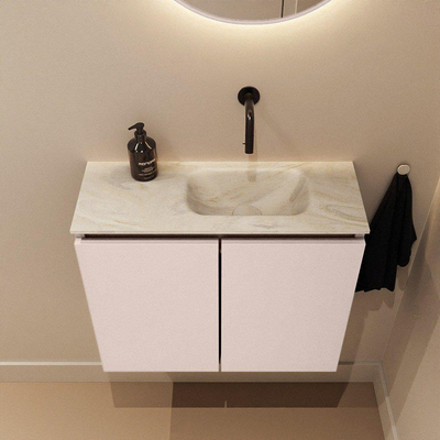 MONDIAZ TURE-DLUX Meuble toilette - 60cm - Rosee - EDEN - vasque Ostra - position droite - sans trou de robinet