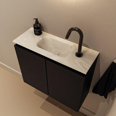 MONDIAZ TURE-DLUX 60cm toiletmeubel Urban. EDEN wastafel Ostra positie midden. Met 1 kraangat.