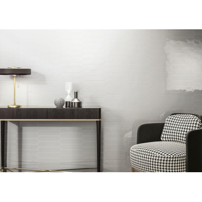 ÉCHANTILLON Terravito Ulvara Carreau mural - 6.5x33.2cm - 8mm - Hexagone - Blanc brillant