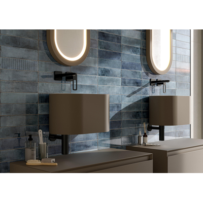 Cifre Cerámica Mussa Voor wandtegel - 30x7.5cm - 8mm - ribbel - Blauw