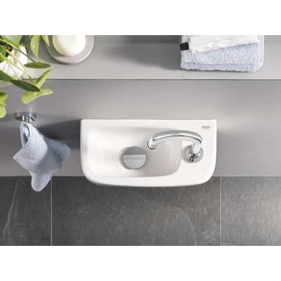 Grohe Euro Ensemble Lave-mains 37x18cm 1 Trou pour robinet Sans trop-plein Robinet courbé Chrome Siphon et Bonde - Rectangulaire Blanc