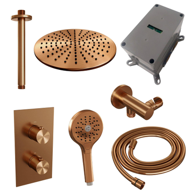 BRAUER Copper Edition inbouw regendoucheset – Ø30 cm hoofddouche – 30 cm plafondbuis – 2 functies – vaste douchehouder