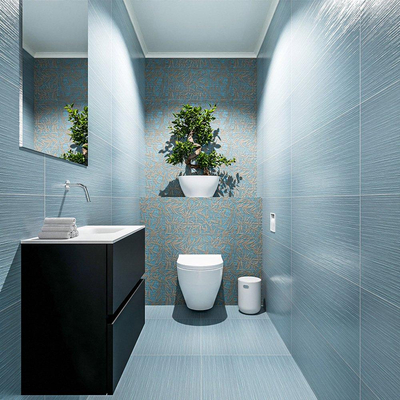 MONDIAZ ADA Toiletmeubel 60x30x50cm met 0 kraangaten 2 lades urban mat Wastafel Lex rechts Solid Surface Wit