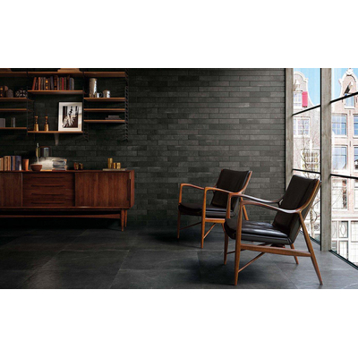 ÉCHANTILLON Terravito Ellino carreau mural et de sol - 60x60cm - 10mm - Carré - rectifié - effet pierre naturelle - anthracite mat