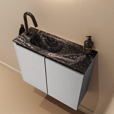MONDIAZ TURE-DLUX Meuble de toilette 60 cm Plata. EDEN lavabo Lava position gauche. Avec 1 trou de robinet.