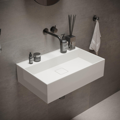 Ideavit SolidBliss Wastafel 60x40x16cm 0 kraangaten Solid surface mat wit