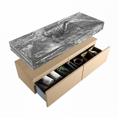 Mondiaz ALAN-DLUX Ensemble de meuble - 120cm - meuble Oro mat - 2 tiroirs - Lavabo Cloud Lava suspendu - vasque Centre - 1 trou de robinet