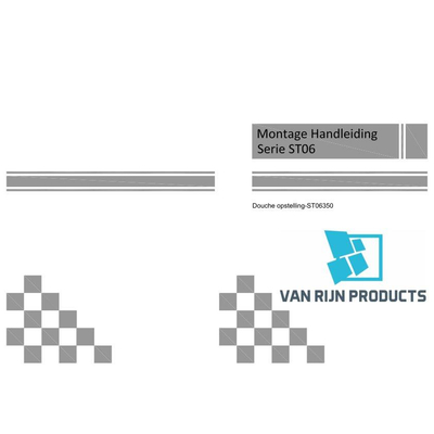 Van Rijn Products ST06 Vaste Wand - 70x200cm - Grijs rookglas - dikte 8mm - tbv hoekcabine - muurprofiel - Zwart