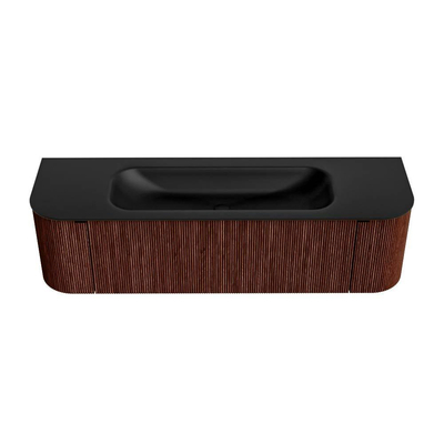 Mondiaz KURVE Badkamermeubelset - 160x46x40cm - 1 lade - 2 deuren - wastafel solid surface - midden - zonder kraangat - Ruby