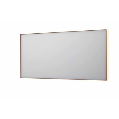 INK SP32 spiegel - 160x4x80cm rechthoek in stalen kader incl indir LED - verwarming - color changing - dimbaar en schakelaar - geborsteld koper