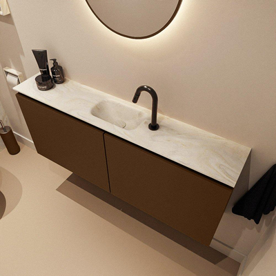 MONDIAZ TURE-DLUX 120cm toiletmeubel Rust. EDEN wastafel Ostra positie midden. Met 1 kraangat.