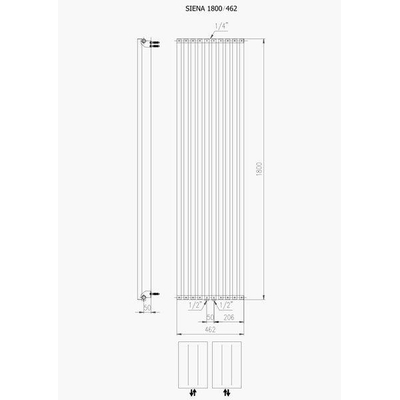 Plieger Siena designradiator verticaal enkel 1800x462mm 1094W zwart
