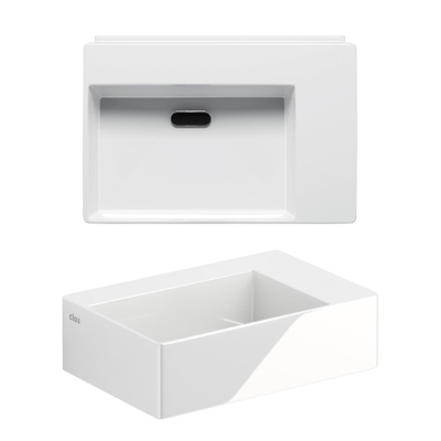 Clou Flush lave-mains 35,5x24,5cm sans trou de robinetterie céramique blanc brillant