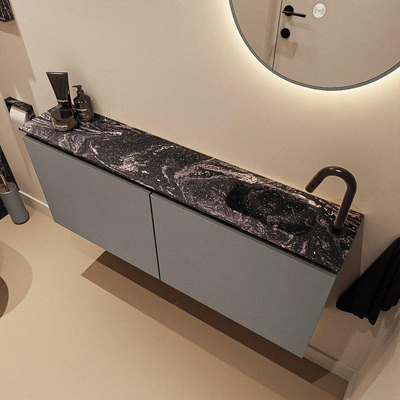 MONDIAZ TURE-DLUX meuble de toilette 120 cm Smoke. EDEN lavabo Lava position droite. Avec 1 trou de robinet.