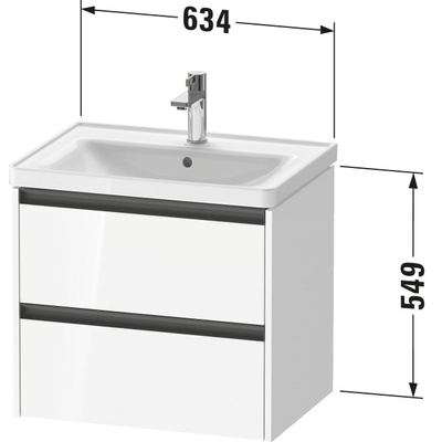 Duravit Ketho 2 meuble sous-lavabo avec 2 tiroirs 63.4x45.5x54.9cm avec poignées gris béton anthracite mat