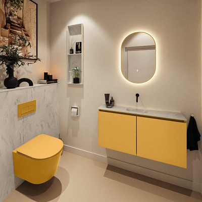 MONDIAZ TURE-DLUX 100cm toiletmeubel Ocher. EDEN wastafel Opalo positie midden. Zonder kraangat.