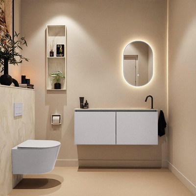 MONDIAZ TURE-DLUX Meuble WC 120 cm Cale. EDEN lavabo Ostra position droite. Avec 1 trou de robinet.