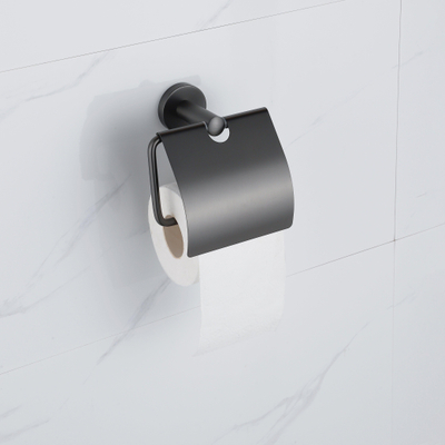 Fortifura Calvi toiletrolhouder - met klep - PVD - geborsteld gunmetal (antraciet)