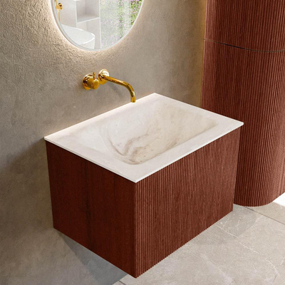 Mondiaz KURVE-DLUX Ensemble de meuble de salle de bains - 60x46x40cm - 1 tiroir - vasque solid surface - centrale - sans trou de robinet - Ruby