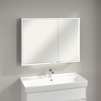 Villeroy & Boch My View Now My view spiegelkast - 100x75cm - 2 deuren - 3 contactdoos LED - zilver